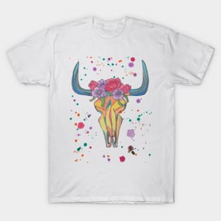 Colorful Cow Skull T-Shirt